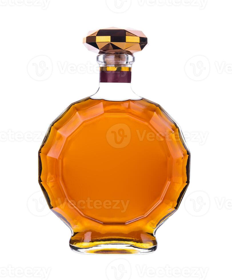 bouteille Cognac de l'alcool sur une blanc Contexte photo