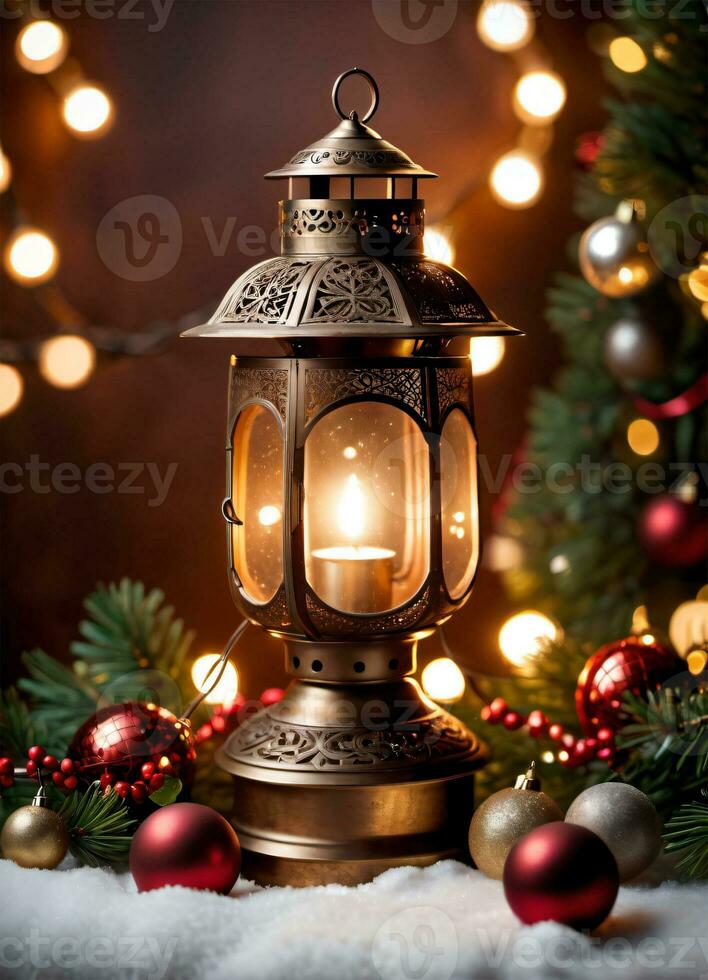 photo de le Noël lanterne ai génératif