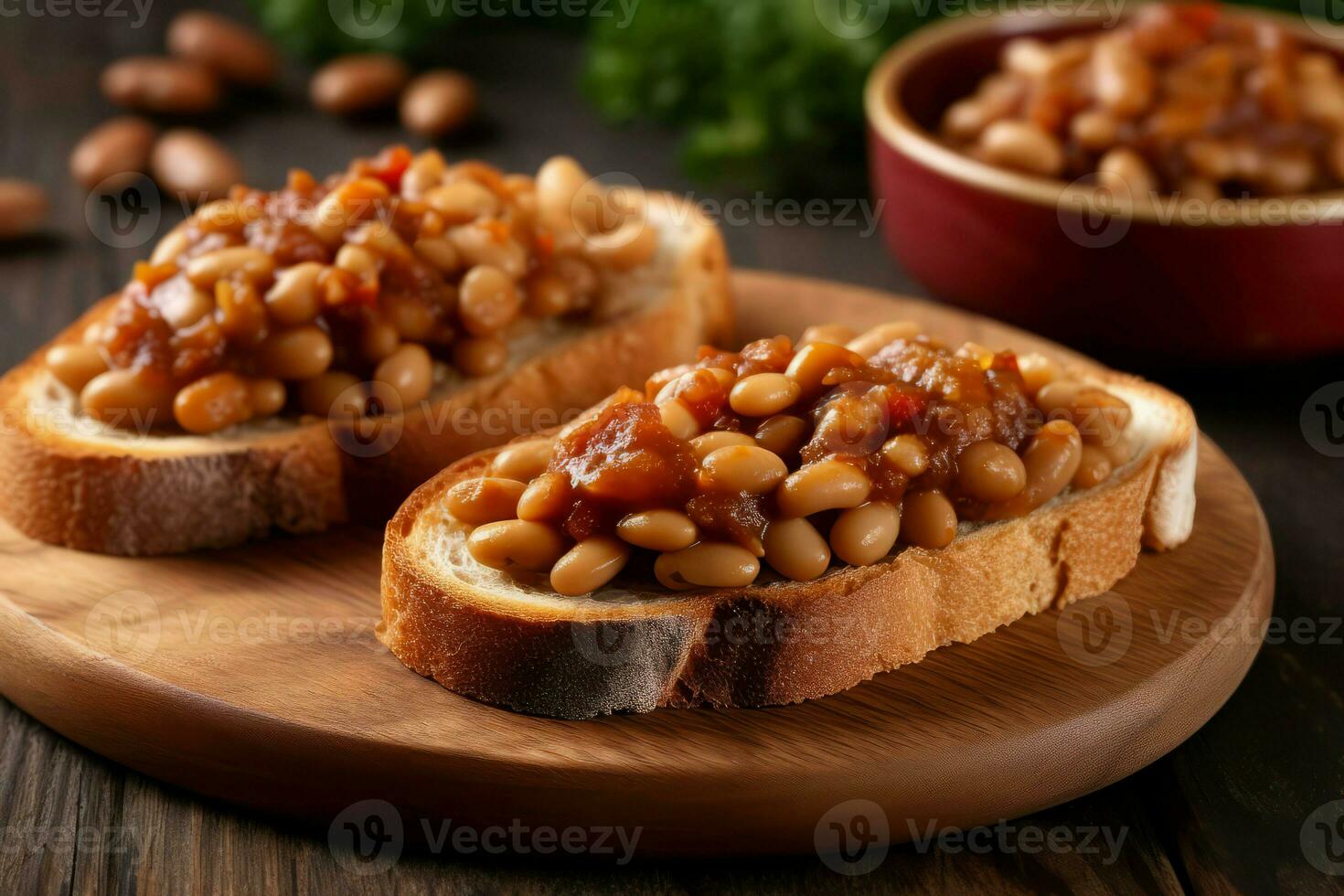 toasts en conserve des haricots pain. produire ai photo