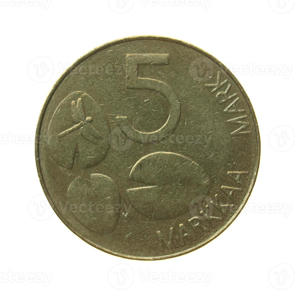 pièce de monnaie finlandaise vintage isolée photo