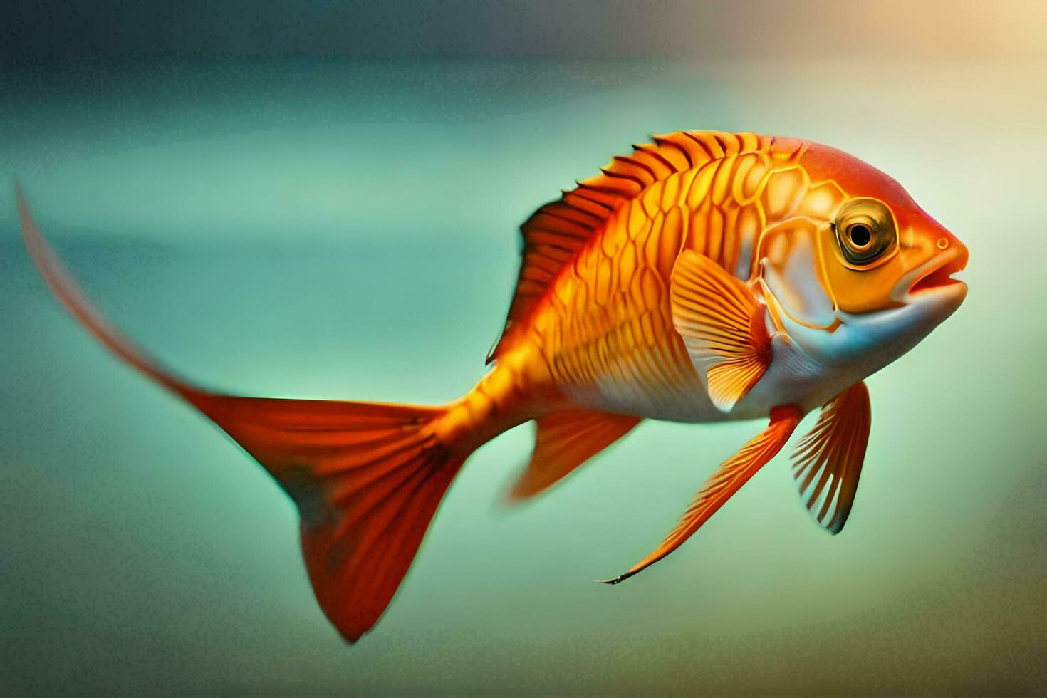 une poisson avec Orange et blanc nageoires. généré par ai photo