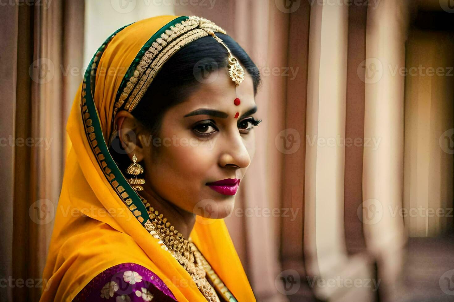 une magnifique Indien femme dans traditionnel tenue. généré par ai photo