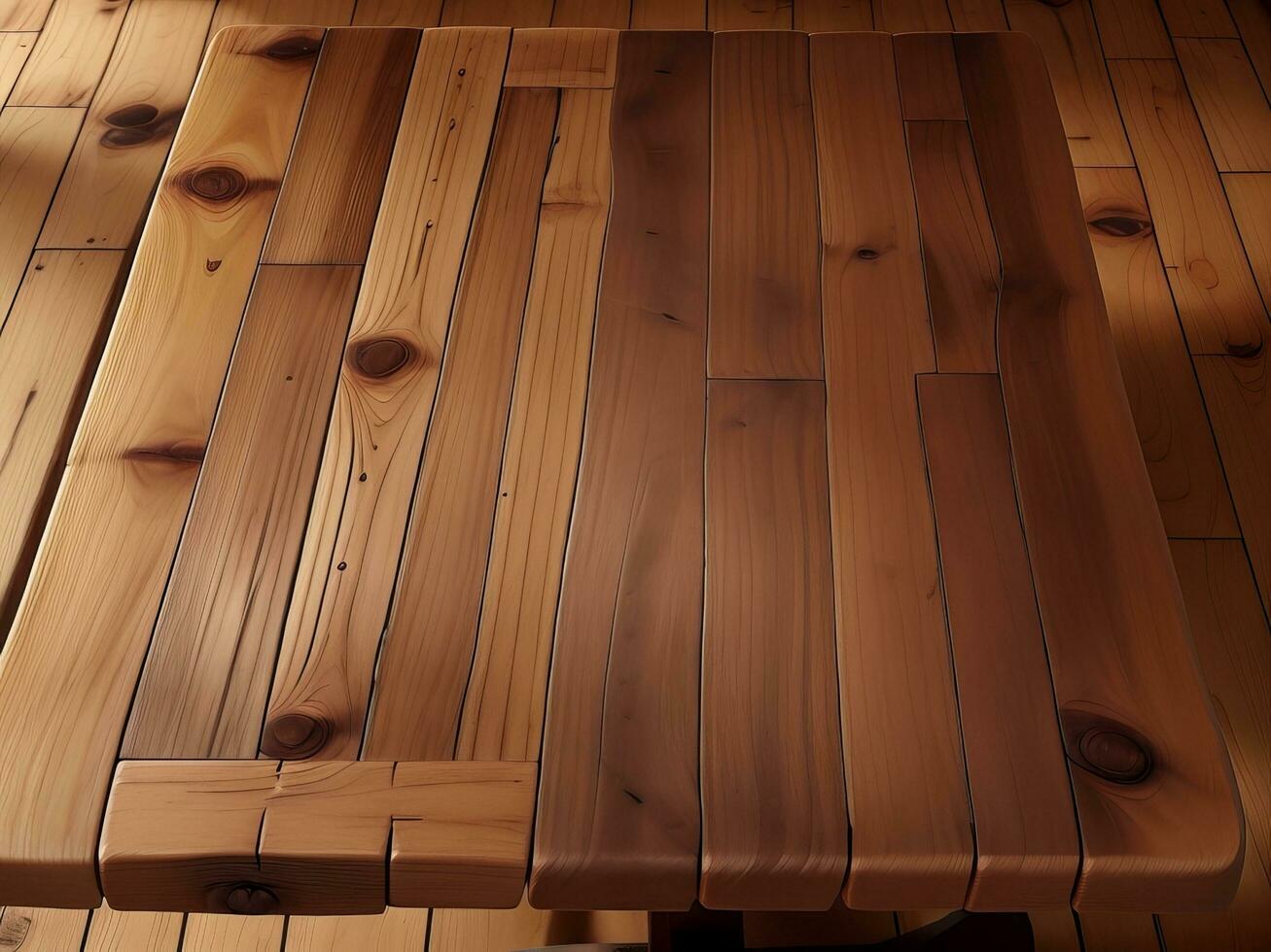 gratuit prime en bois terrasse bois set de table élever votre Extérieur espace, génératif ai photo