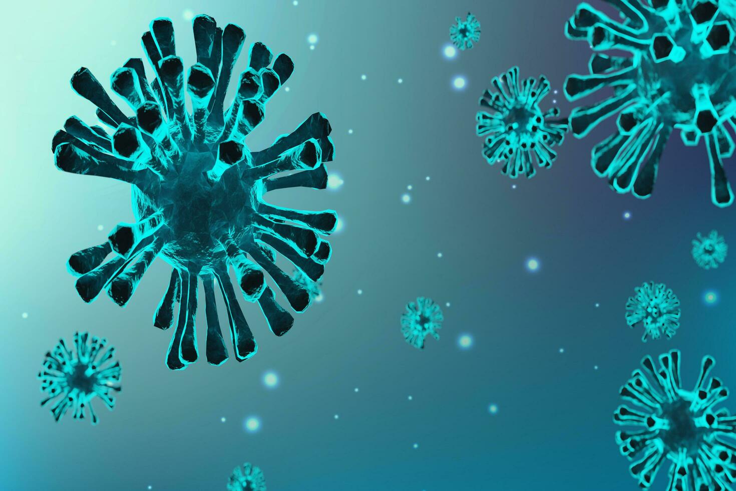 3d le rendu de coronavirus 2019-nCoV. coronavirus responsable pour asiatique grippe déclenchement concept contexte.grippe comme dangereux plus dans le monde comme une pandémie. virus proche en haut mise au point.illustration. photo