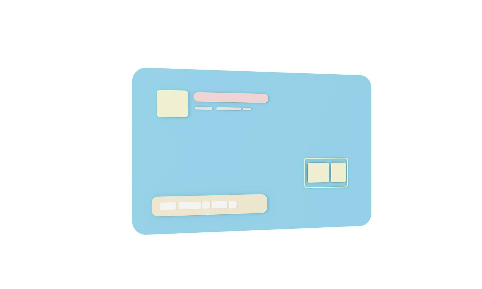 bleu crédit carte minimal sur blanc Contexte affaires finances concept. dessin animé style crédit carte minimal. Paiement et bancaire concept. bancaire la finance transaction Paiement en ligne 3d le rendu photo