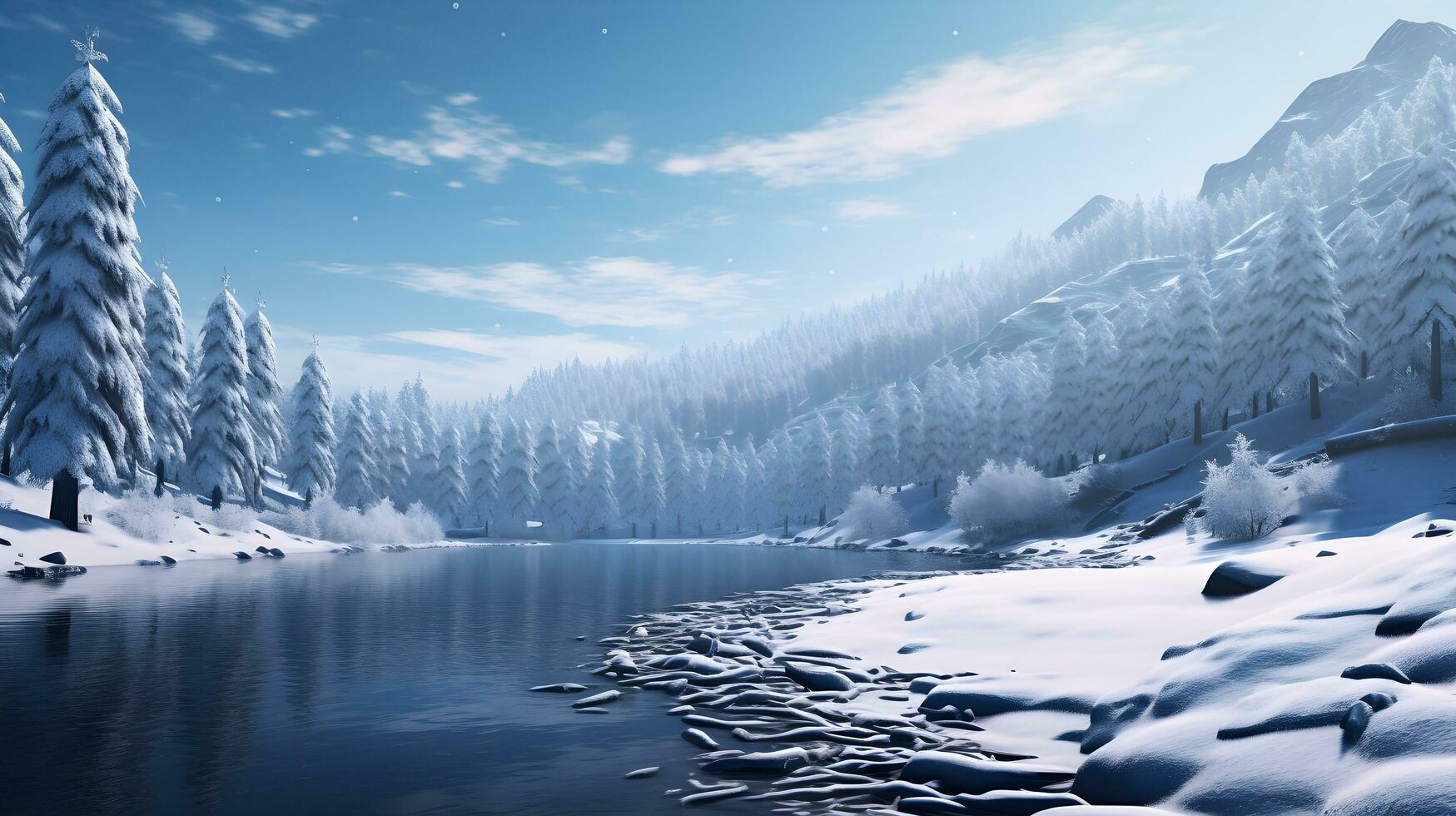 hiver forêt fond d'écran HD ai génératif photo