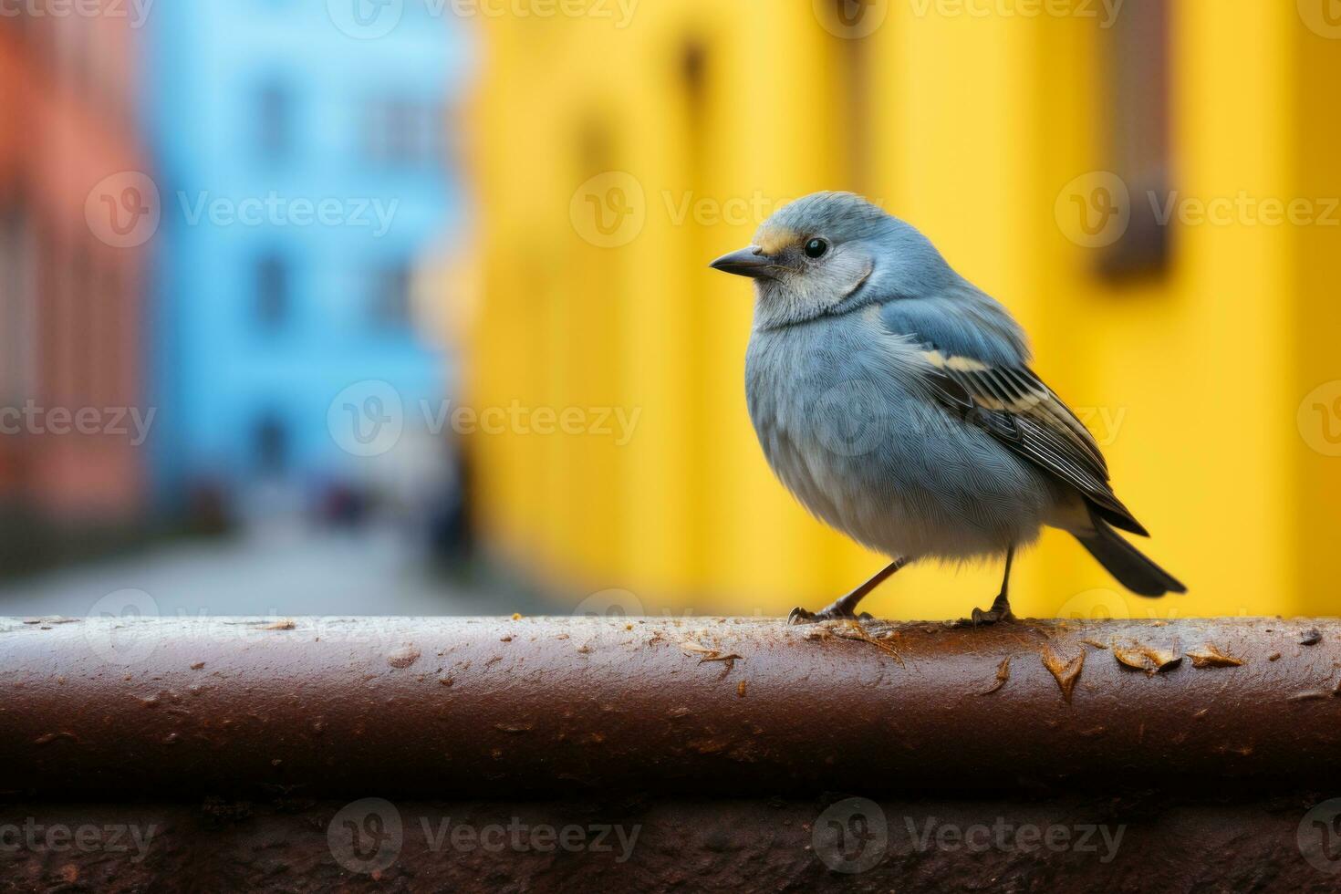 une petit oiseau est perché sur Haut de une rouillé clôture génératif ai  32091225 Photo de stock chez Vecteezy