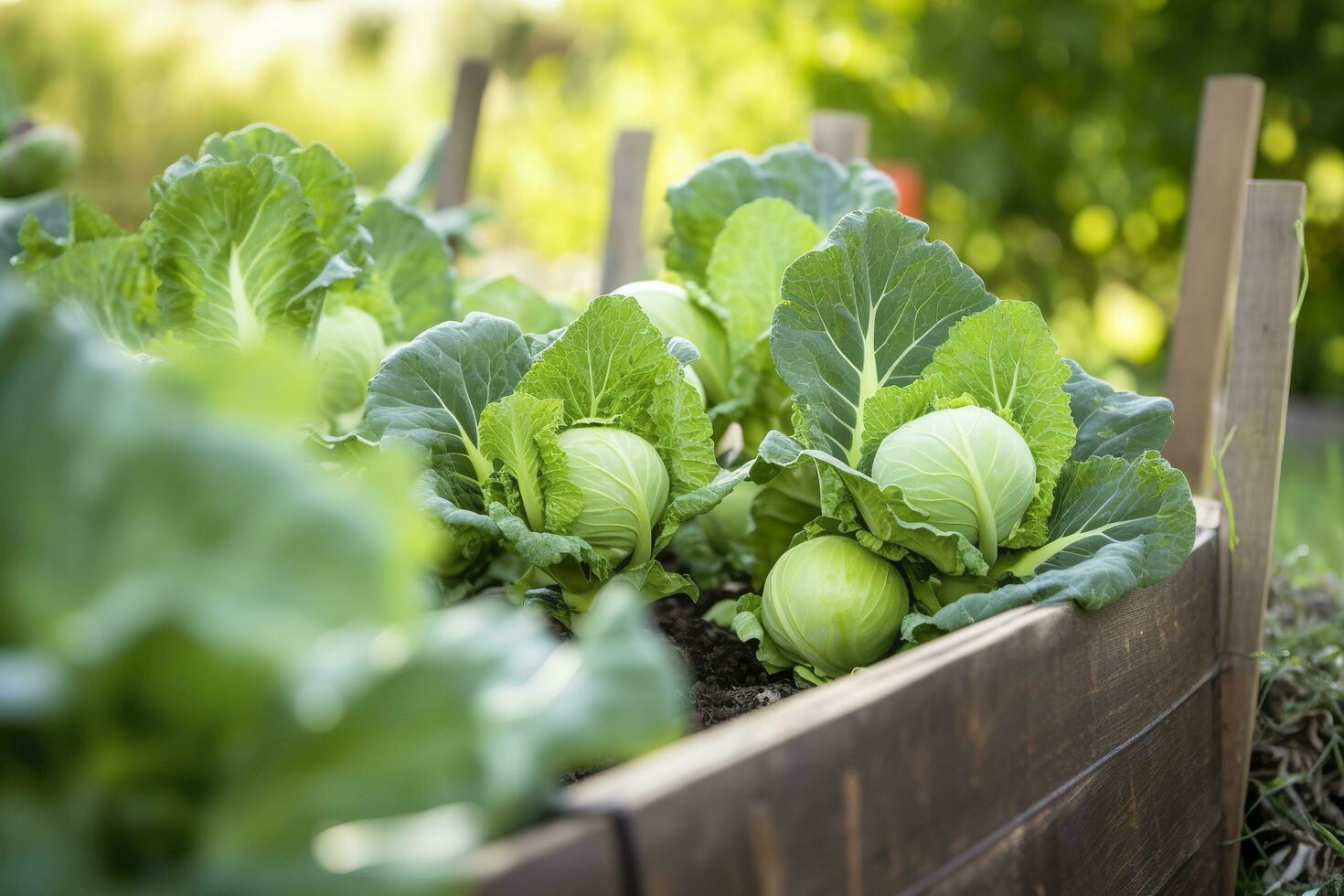 Frais biologique Bruxelles choux croissance dans le jardin. croissance posséder des fruits, des légumes. ai généré photo