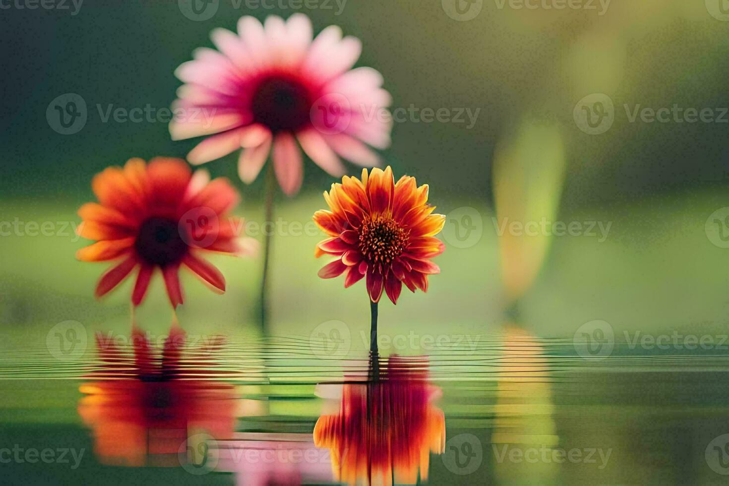 fleurs dans le eau, eau, fleurs, eau, fleurs, eau, fleurs, l'eau. généré par ai photo