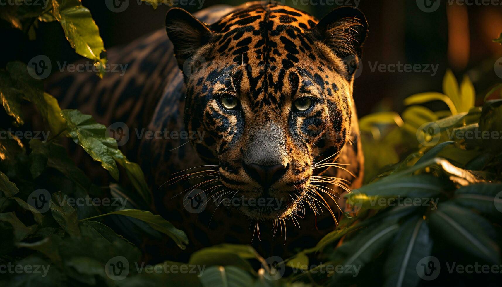 majestueux Bengale tigre, rayé beauté, regarder avec chat sauvage yeux généré par ai photo