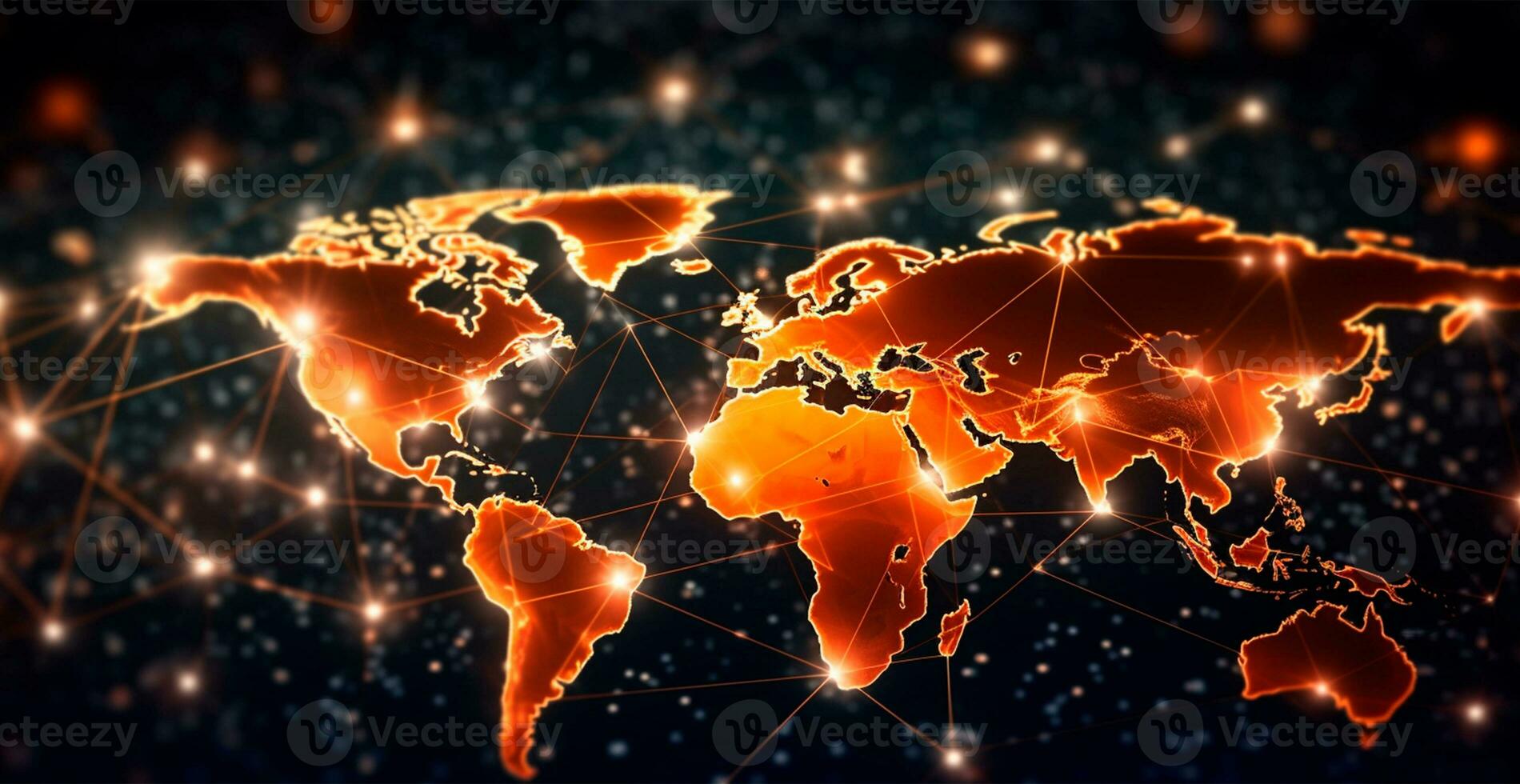 global réseau concept. numérique point de le monde carte. global réseau de planète Terre 3d le rendu - ai généré image photo