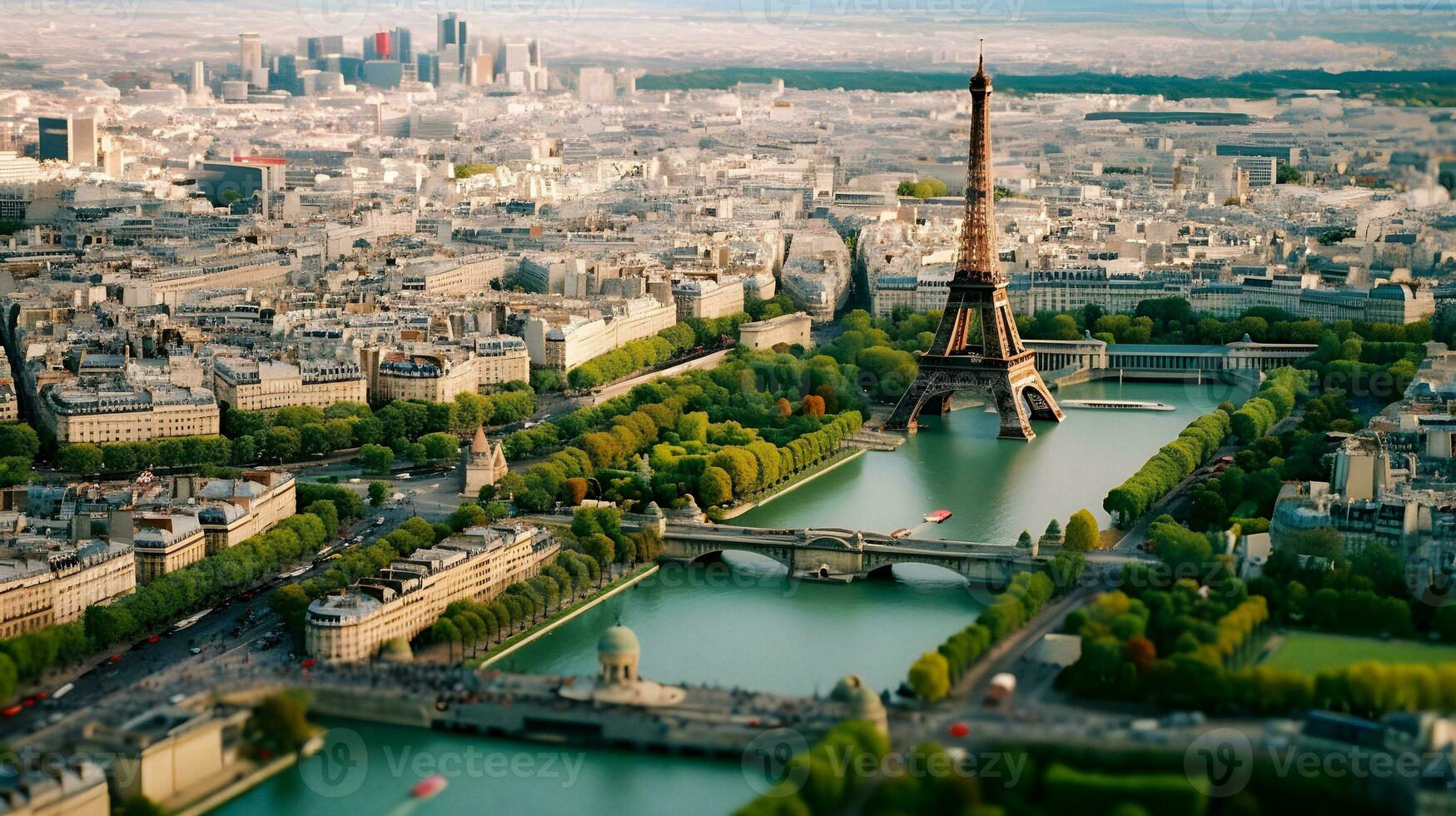 ai généré parfait Haut vue miniature Paris sur circuit planche photo