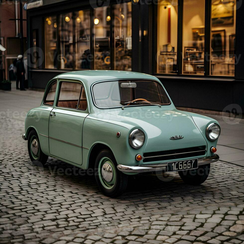 nostalgique balade ancien Années 60 voiture généré par ai photo