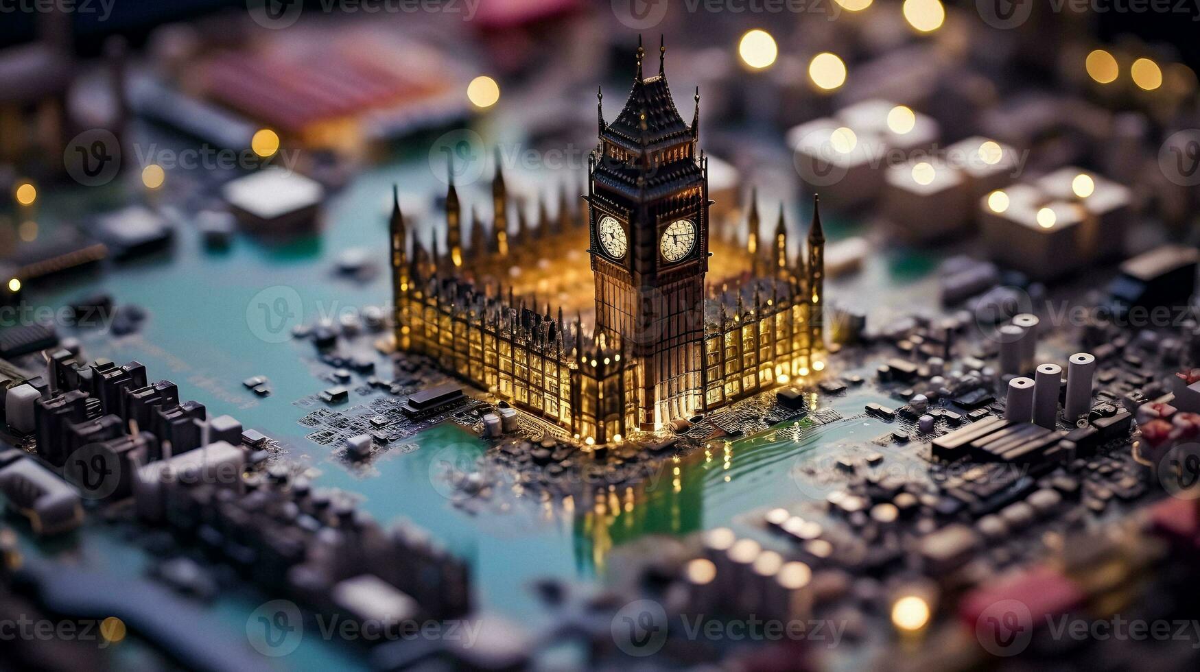 métropole micropuce Londres sur une carte mère génératif ai photo
