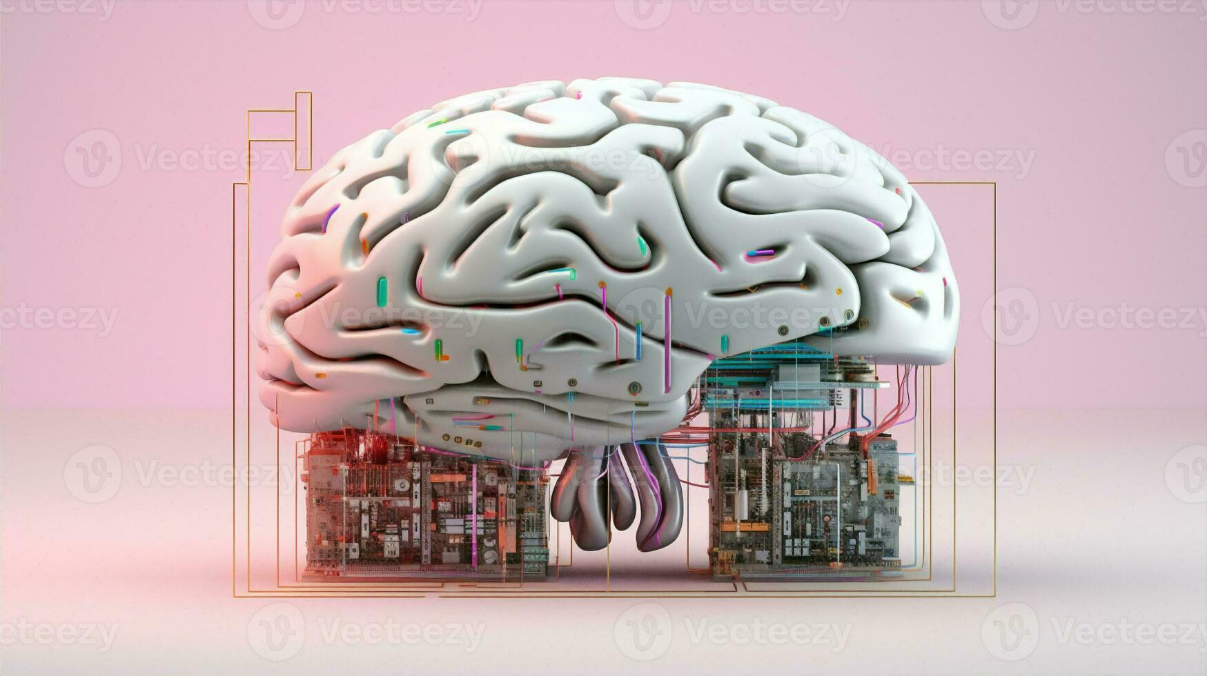 science rose numérique psychologie intelligence artificiel La technologie cerveau abstrait concept néon photo