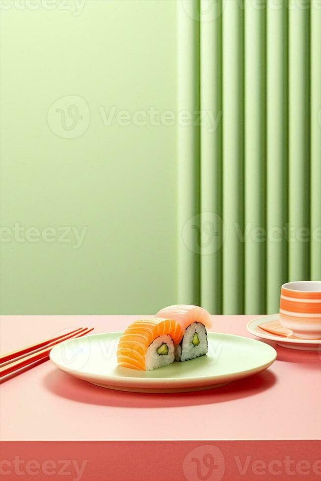 Japon traditionnel Fruit de mer ensemble nourriture sashimi rouleau en bonne santé Japonais repas assiette Sushi photo