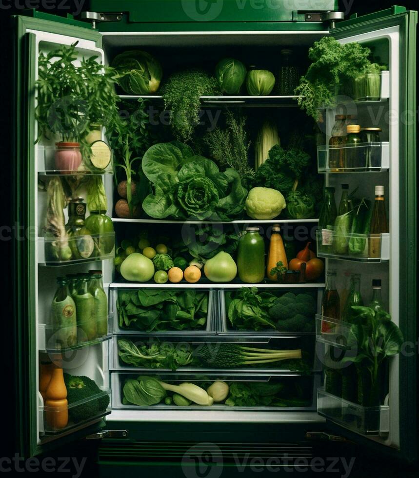 Frais cuisine tomate frigo végétarien réfrigérateur vert en bonne santé herbe brocoli nourriture régime photo