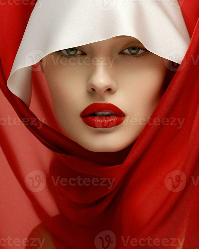 rétro femme main rouge à lèvres style beauté mode lèvre en haut se soucier visage brillant rouge Dame photo