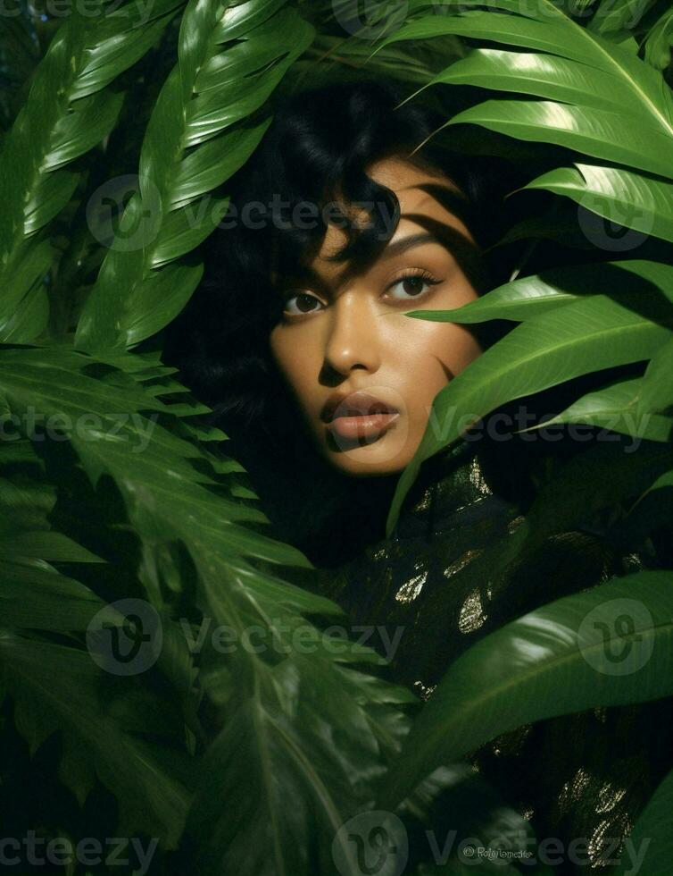 femme tropical portrait beauté vert photo