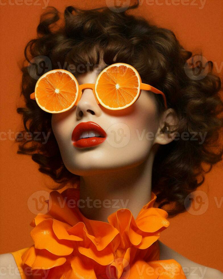 Jaune femme fruit portrait nourriture peau beauté charme mode marrant Orange photo