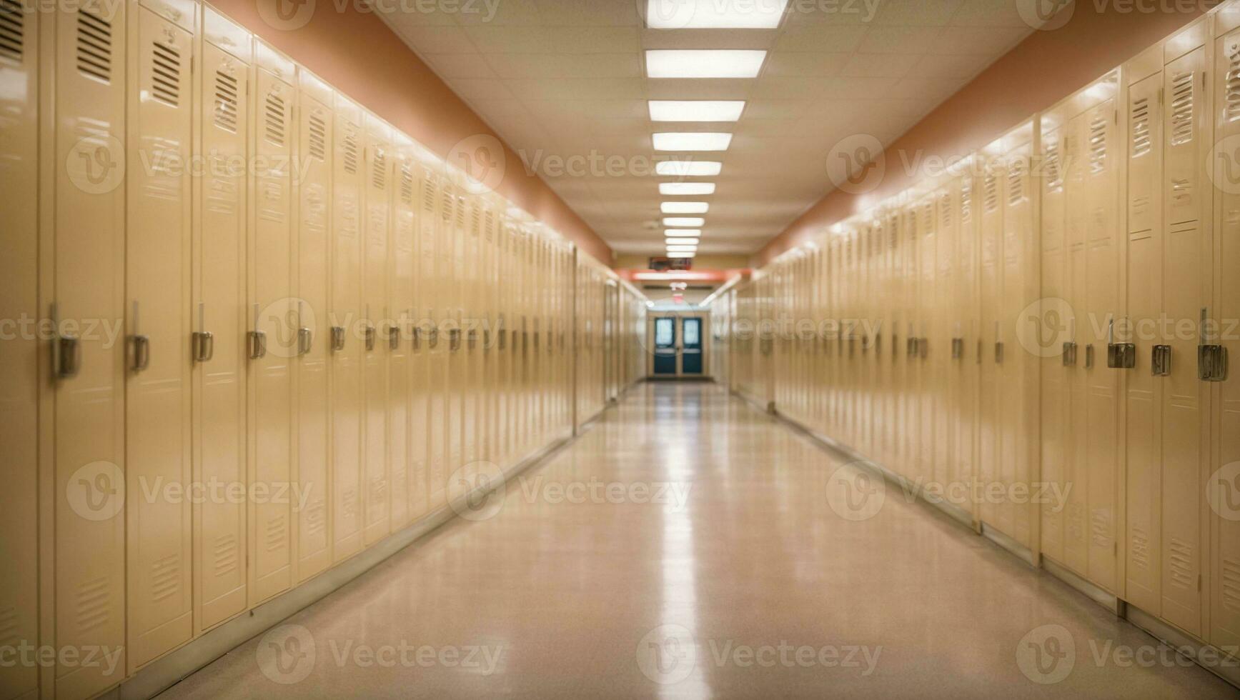 haute école couloir avec Casiers. ai généré photo