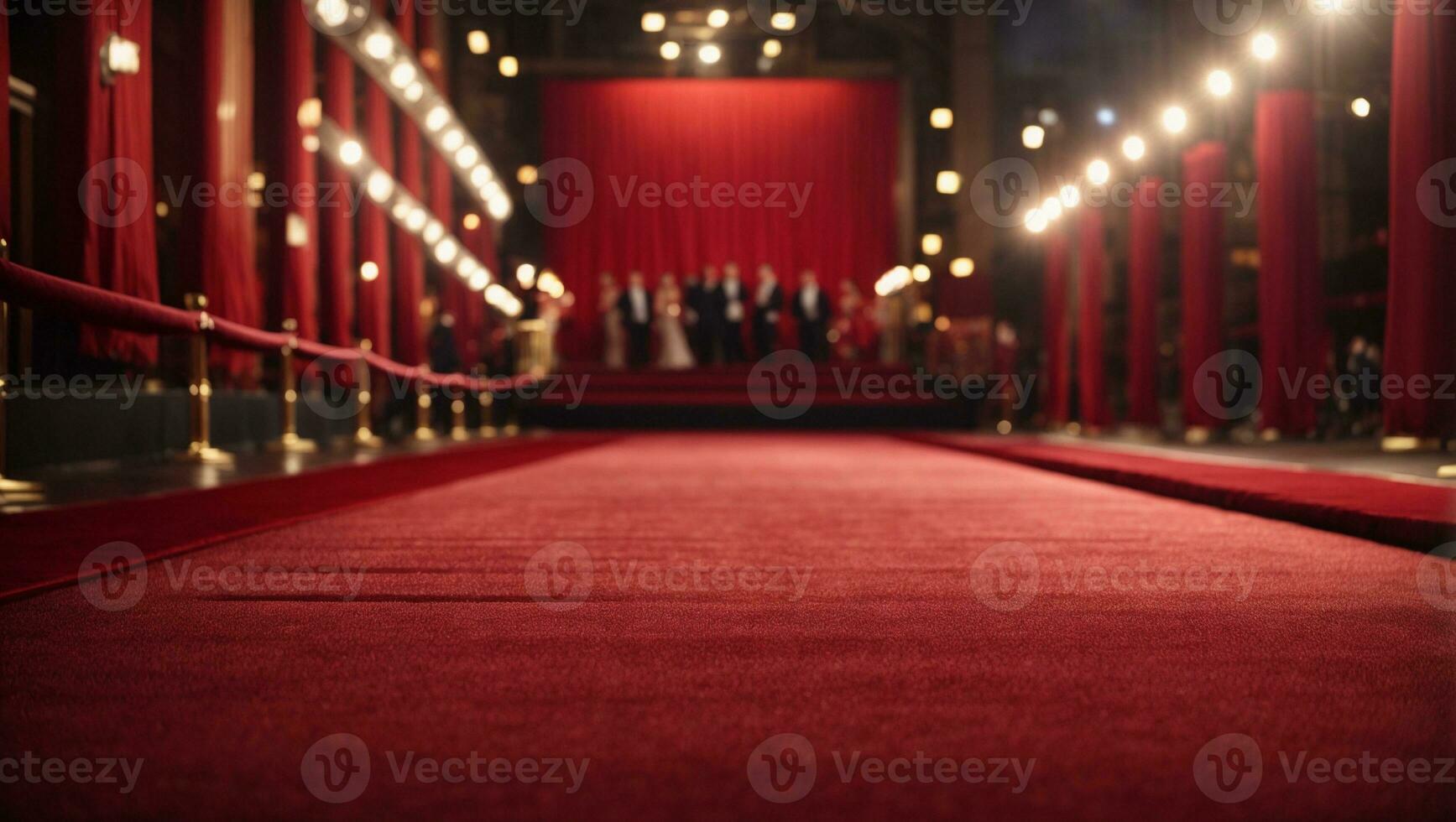 rouge tapis roulant en dehors dans de face de glamour film première Contexte. ai généré photo