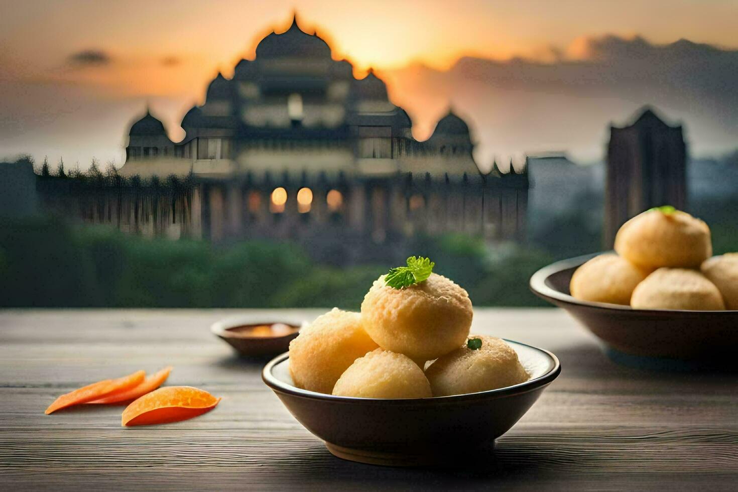 Indien nourriture dans le ville. généré par ai photo