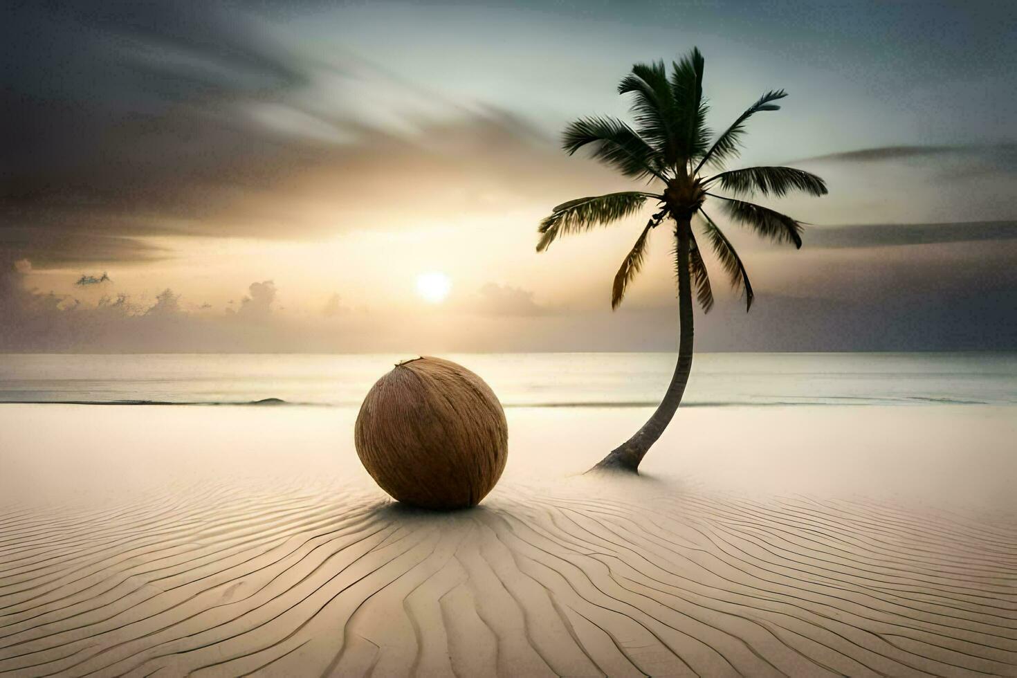 le noix de coco arbre sur le plage. généré par ai photo