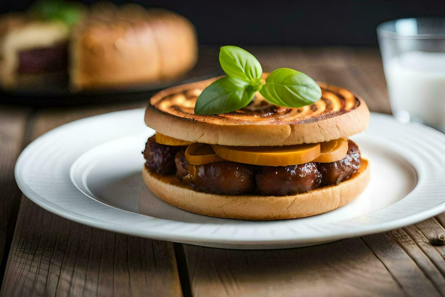 une Hamburger avec fromage et des légumes sur une plaque. généré par ai photo