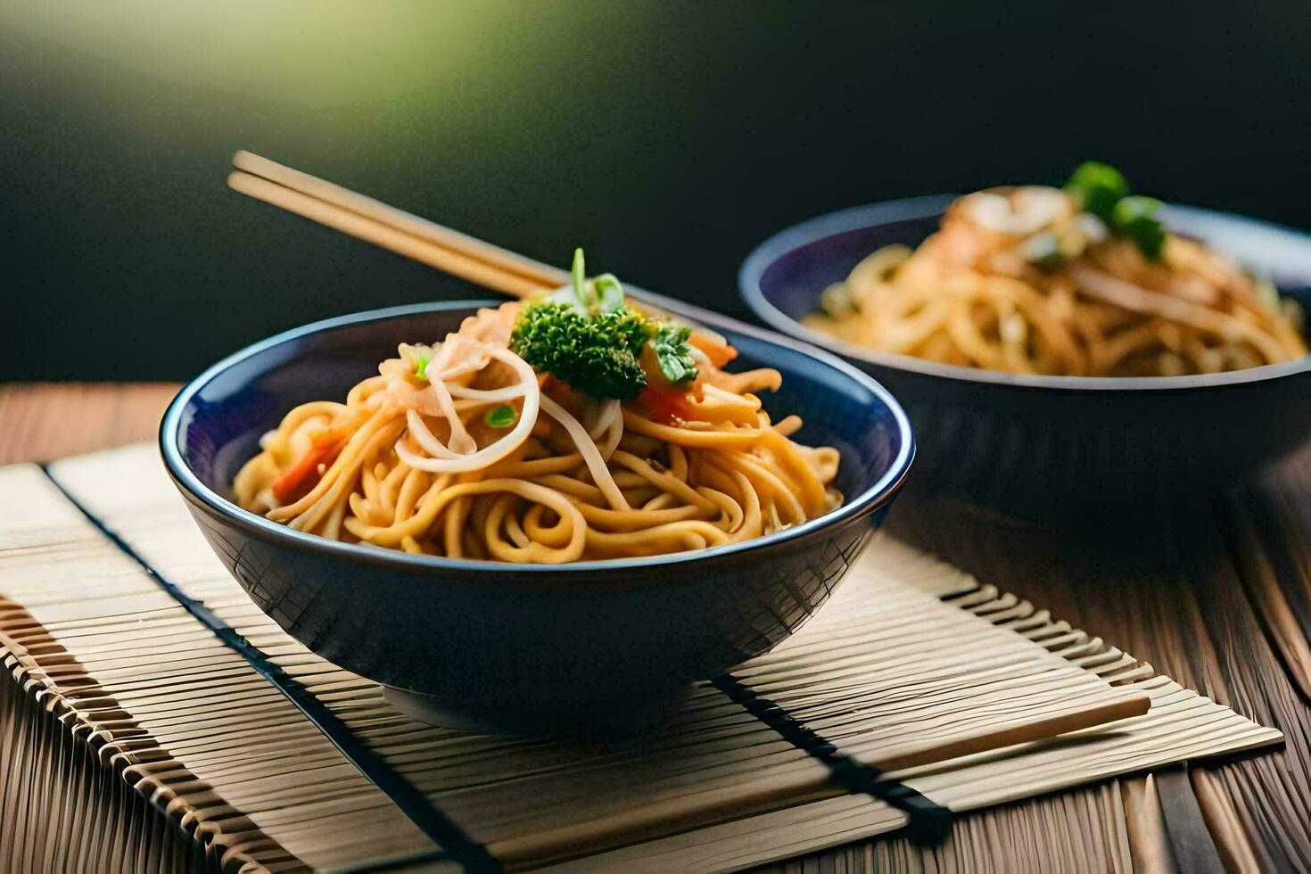 chinois nouilles dans une bol. généré par ai photo