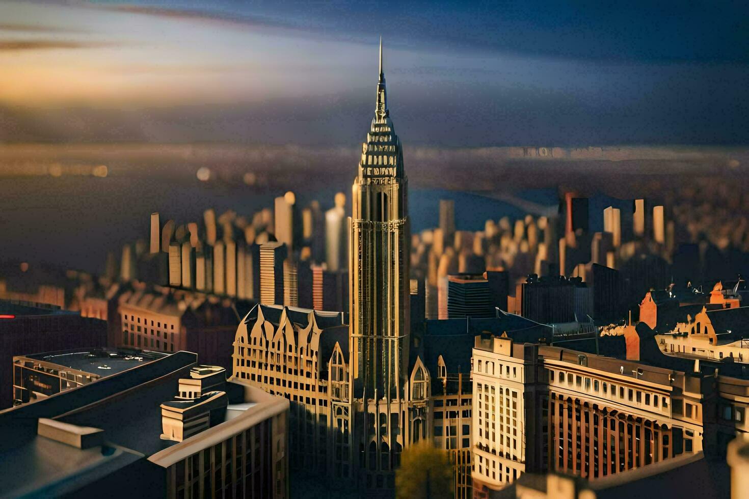 le Chrysler bâtiment est vu dans le distance. généré par ai photo