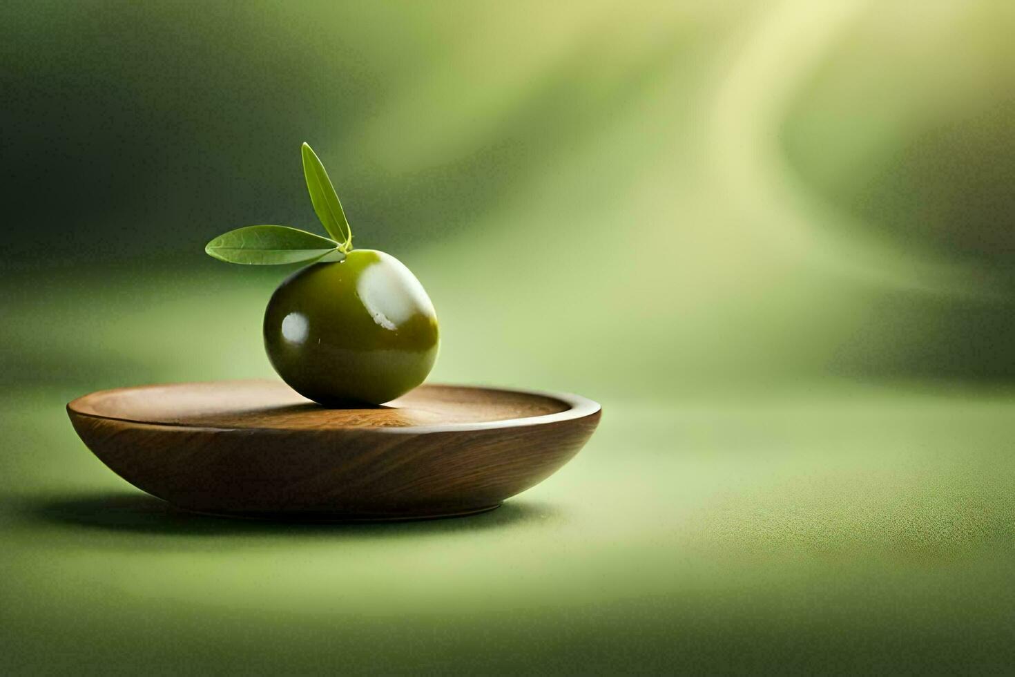 olive sur une en bois plaque. généré par ai photo