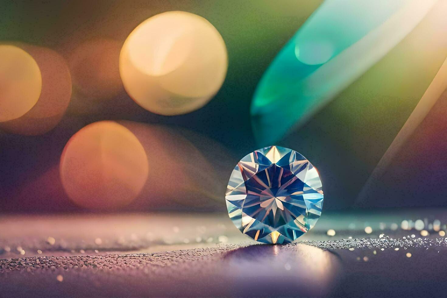 une diamant sur une table avec flou lumières. généré par ai photo