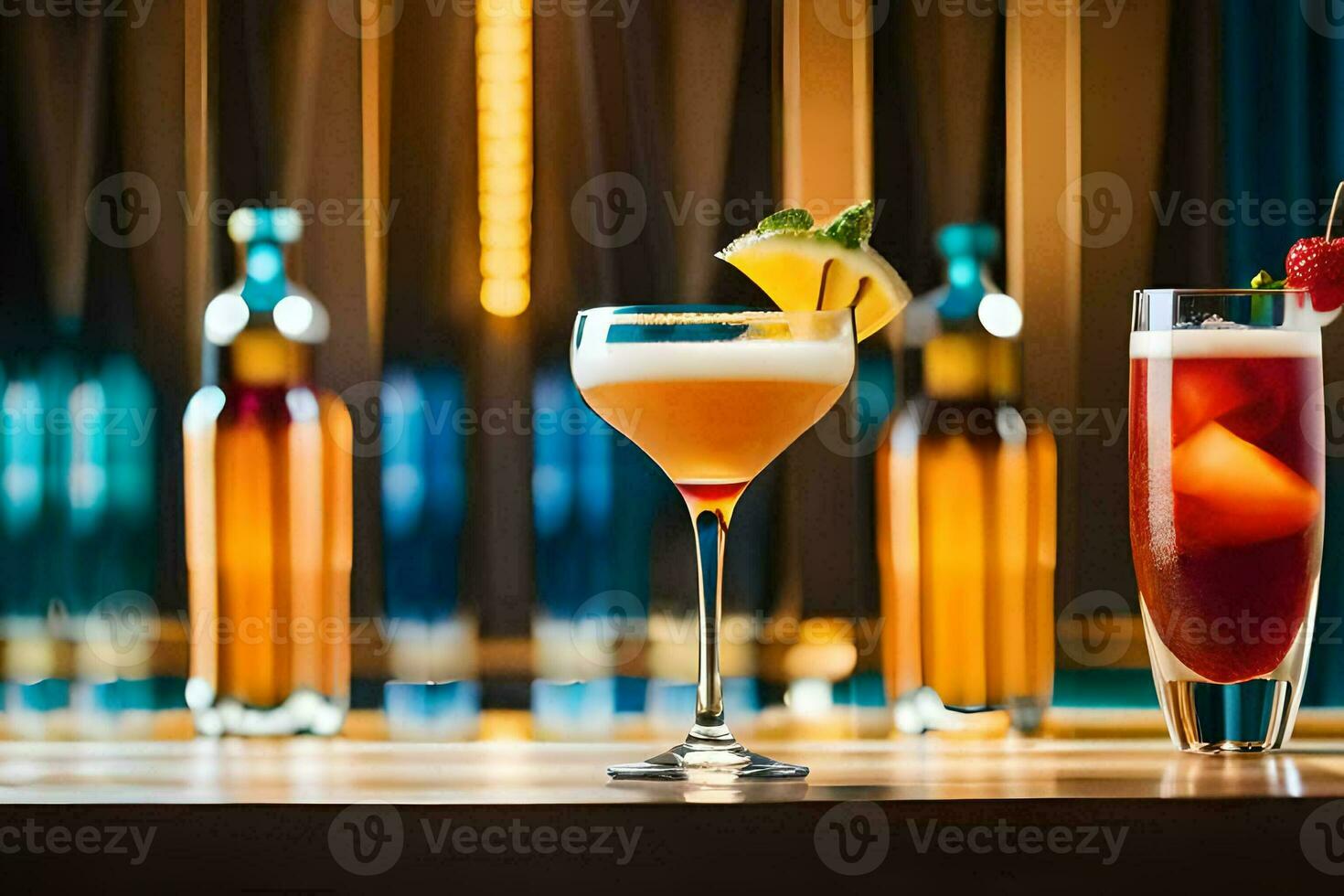 des cocktails à le bar. généré par ai photo