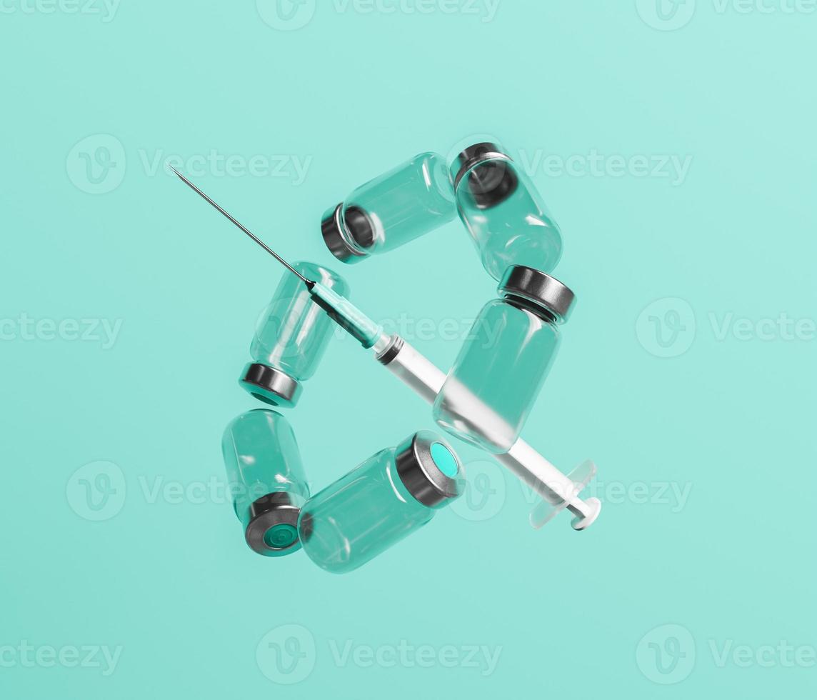 scène abstraite avec des canettes de vaccin à seringue photo