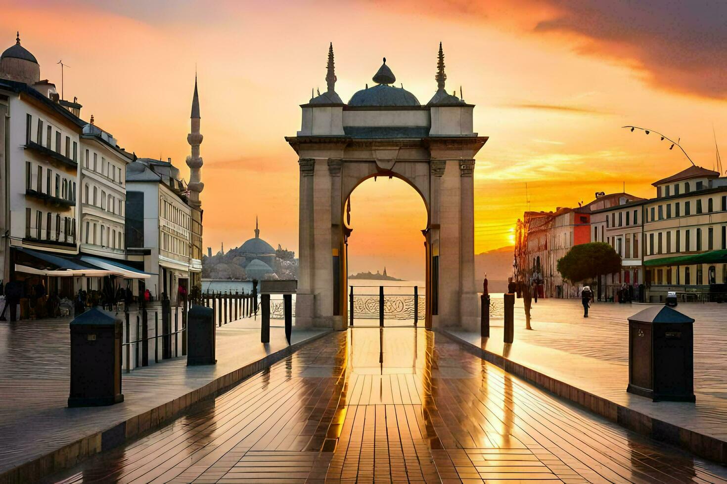 le coucher du soleil dans Istanbul, Turquie. généré par ai photo