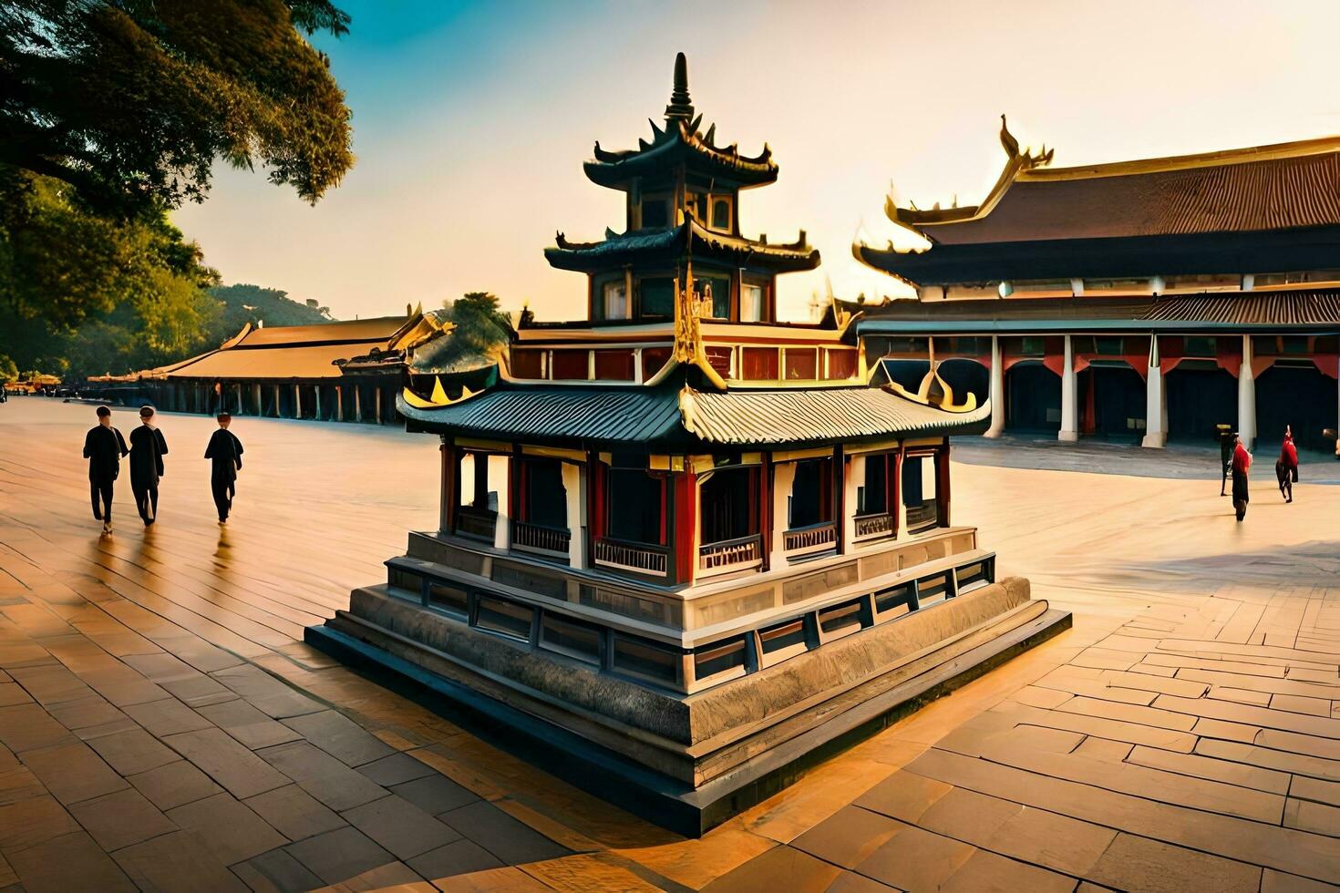 le d'or pagode dans le Cour de le impérial palais dans tianjin, Chine. généré par ai photo