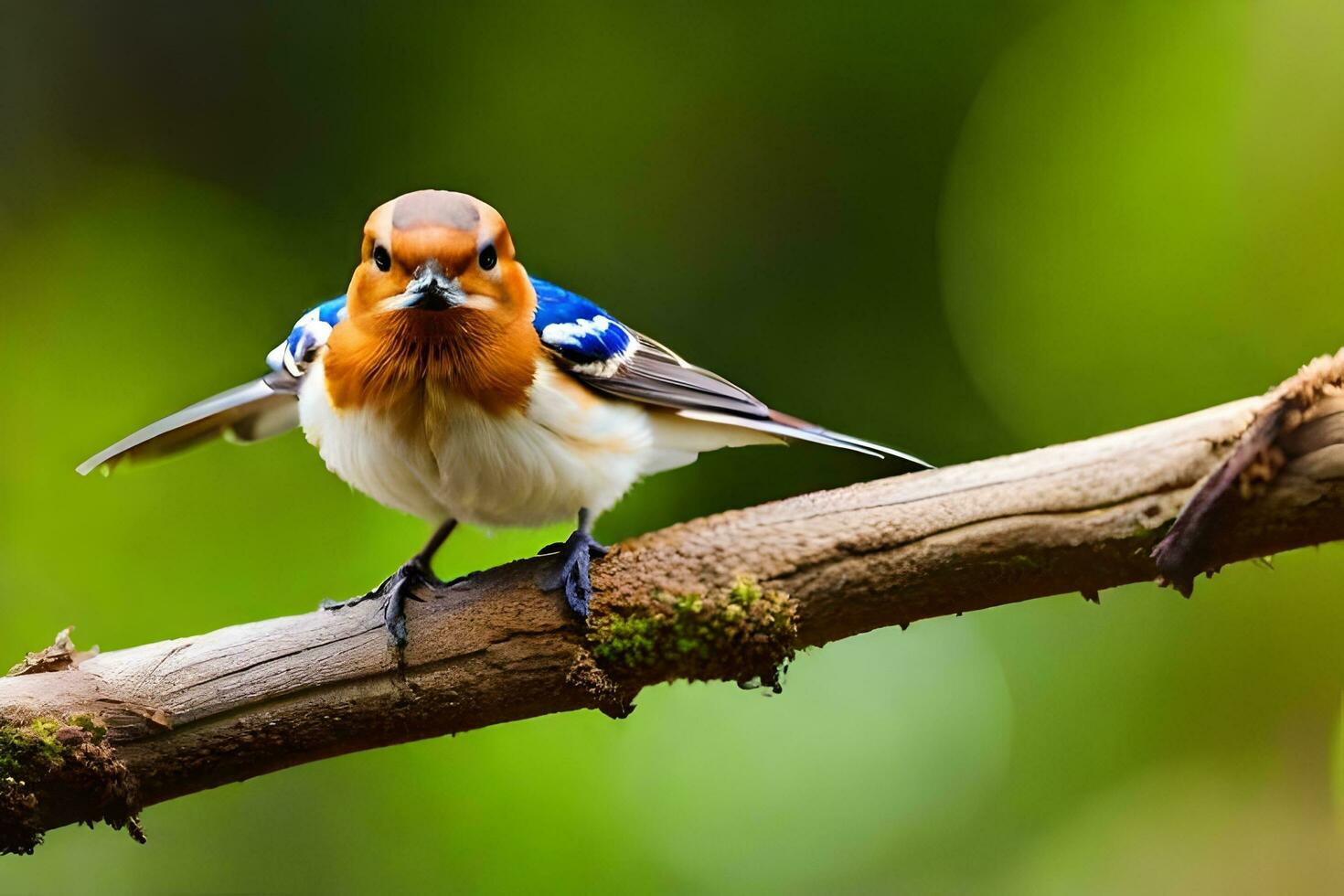 une petit oiseau est séance sur une branche. généré par ai photo