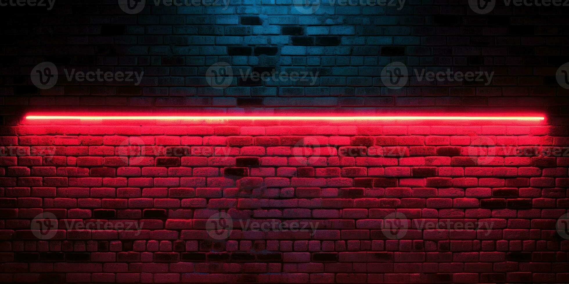 ai, ai généré, embrasé rouge néon lumières sur une foncé Urbain brique mur vibrant vie nocturne, moderne paysage urbain, et énergique Urbain atmosphère photo