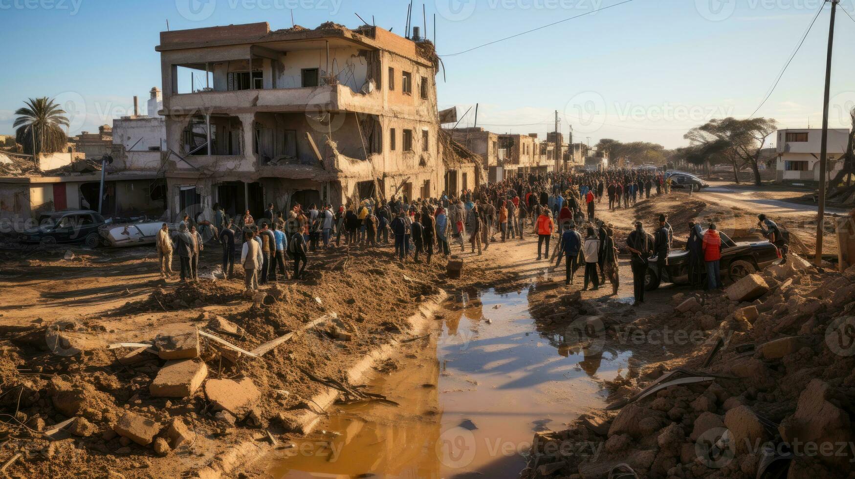 non identifié gens dans dans gaza ville. Israël et Palestine guerre concept. photo