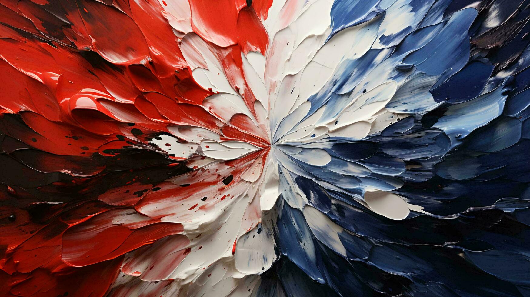 généré par ai abstrait Contexte de peindre coups dans le forme de vagues et lignes dans bleu rouge blanc couleurs de le américain drapeau photo