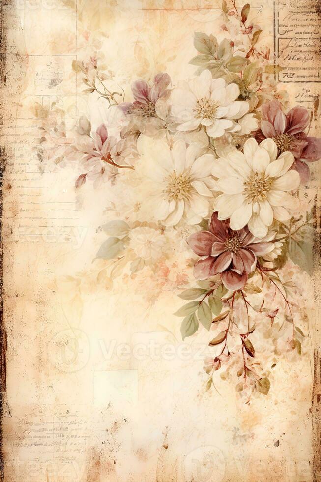 ancien papier avec fleurs pour scrapbooking, ancien cartes avec des roses. photo