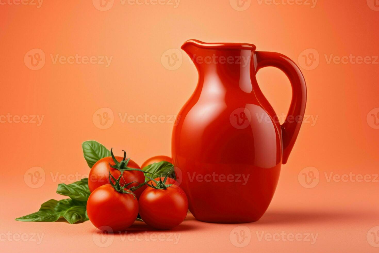 plein cruche de tomate jus. produire ai photo