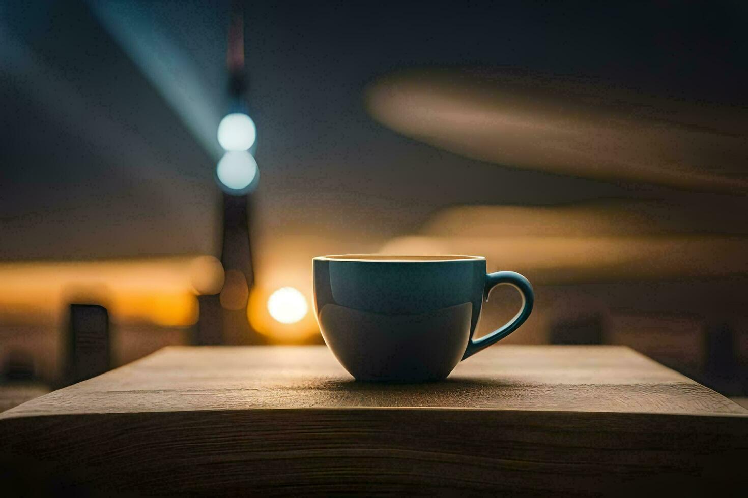 le ville, café, tasse, HD fond d'écran. généré par ai photo