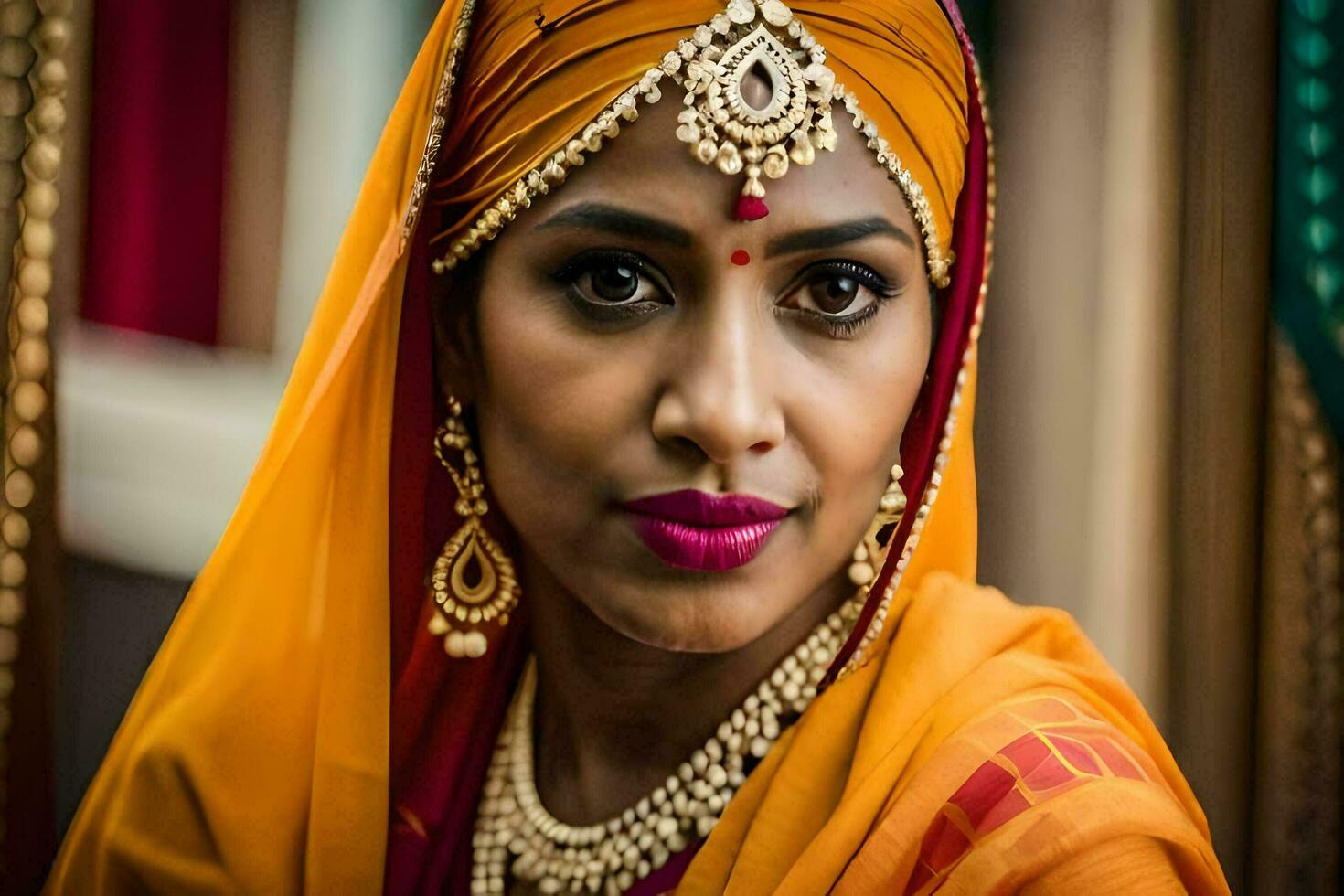 une magnifique Indien la mariée dans traditionnel tenue. généré par ai photo