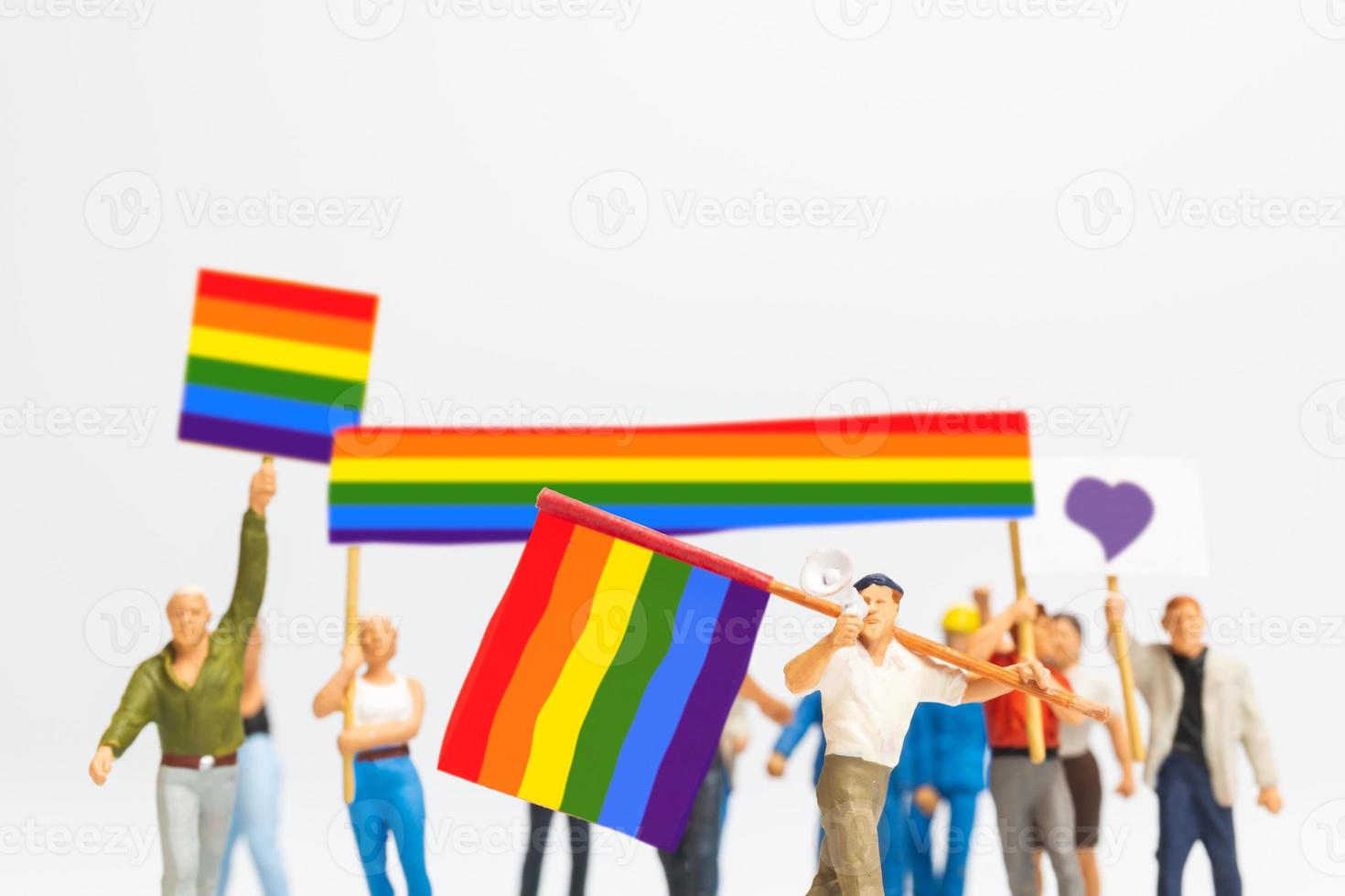 Manifestant miniature tenant un drapeau transgenre photo