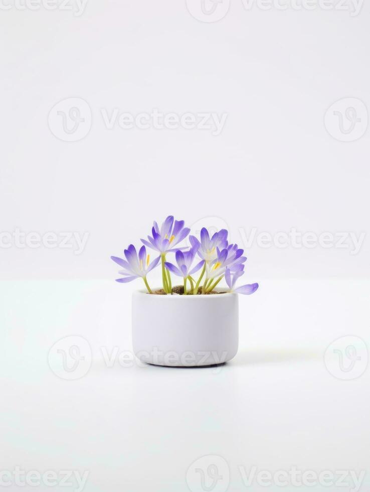 fleurs dans pot sur blanc Contexte ai génératif photo