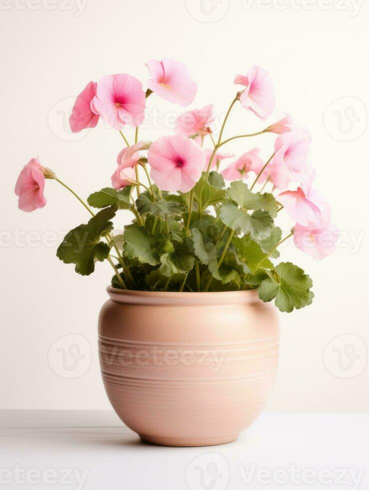 fleurs dans pot sur blanc Contexte ai génératif photo