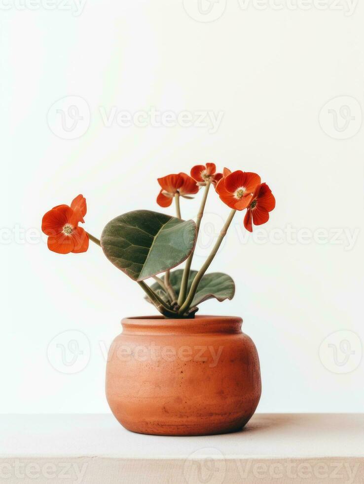 fleurs dans pot sur blanc Contexte ai génératif photo