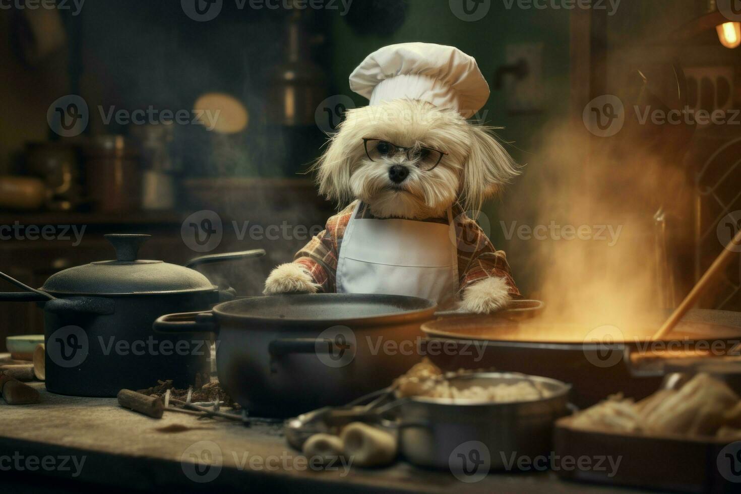 adorable chef chien cuisson. produire ai photo